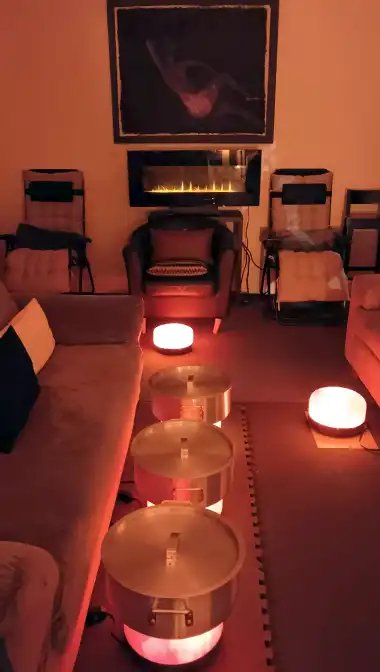 Dim & warm in our cozy 'happy wellness' space.